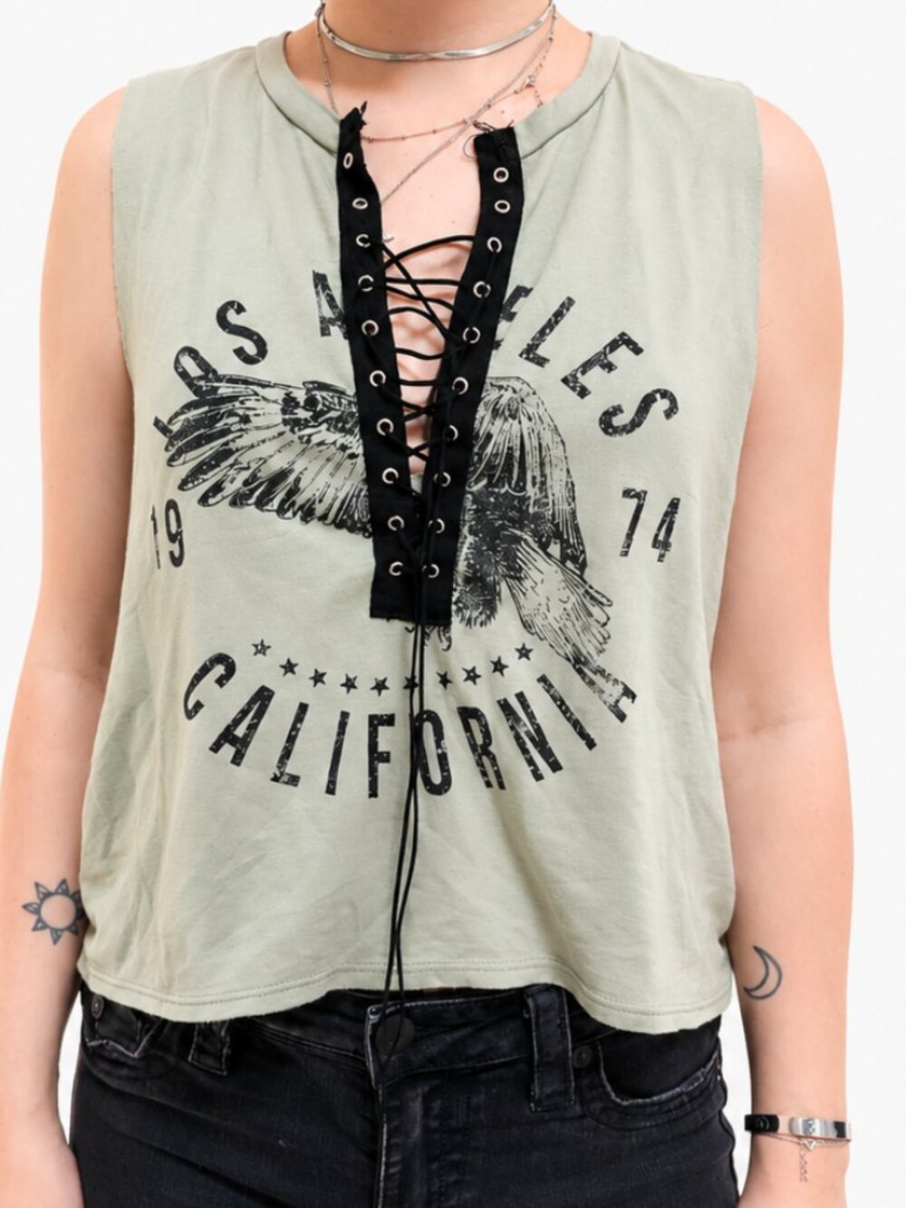 Lace Up Biker Tank Top